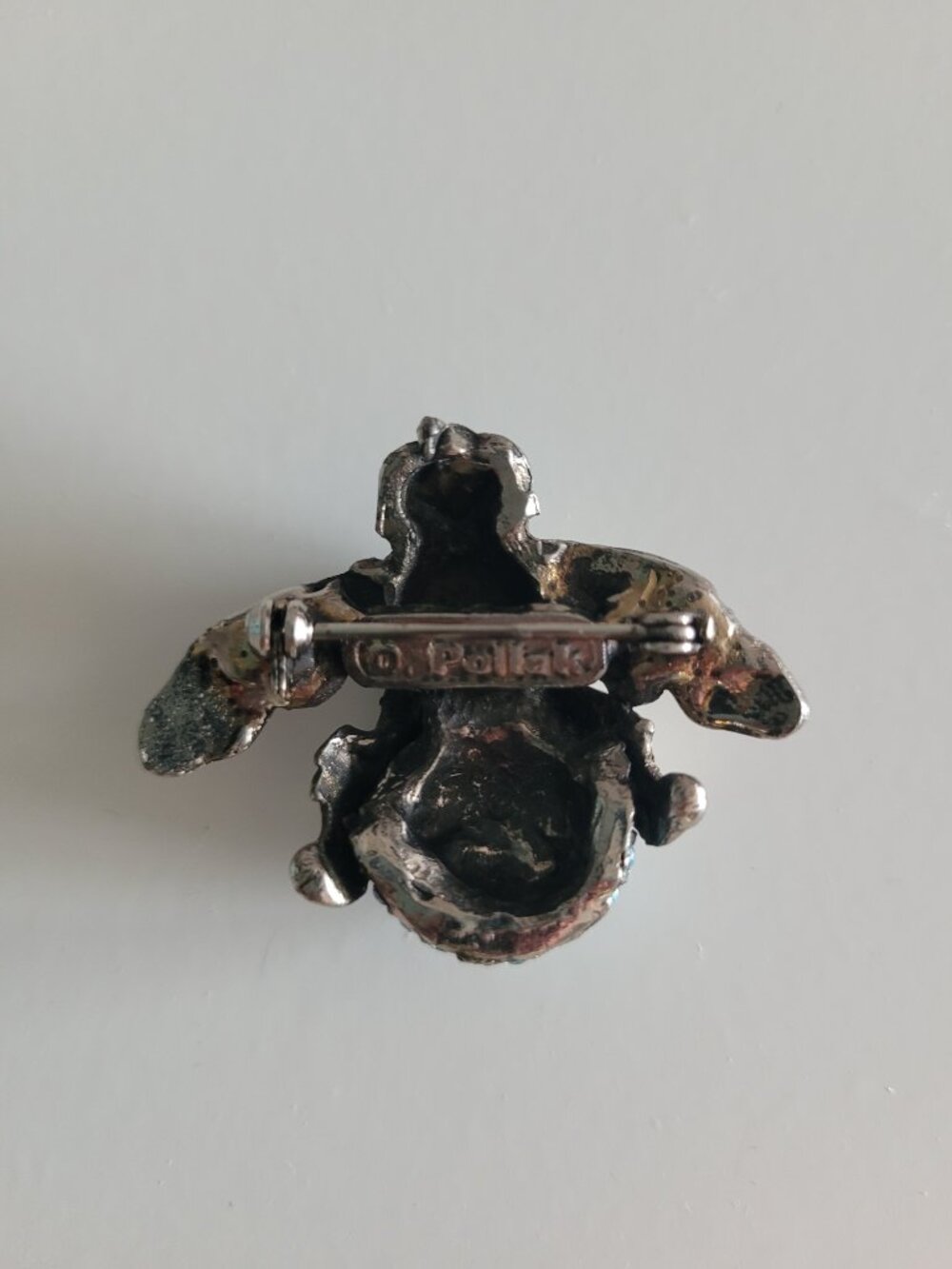 Danny Pollak Silver-Tone + Blue Rhinestone Winged Insect Brooch/Pin - Picture 4 of 6